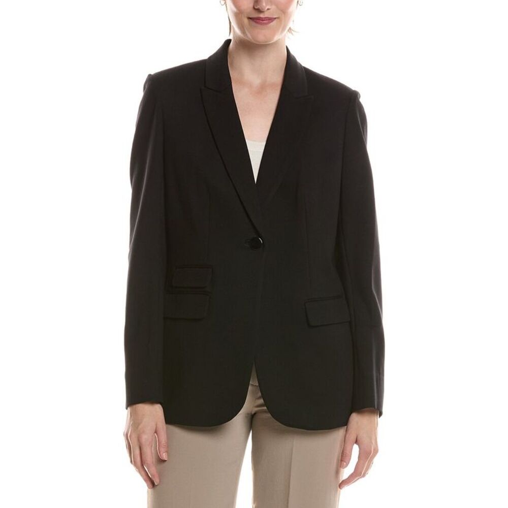 Anne Klein Womens Triple Pocket Blazer, Black